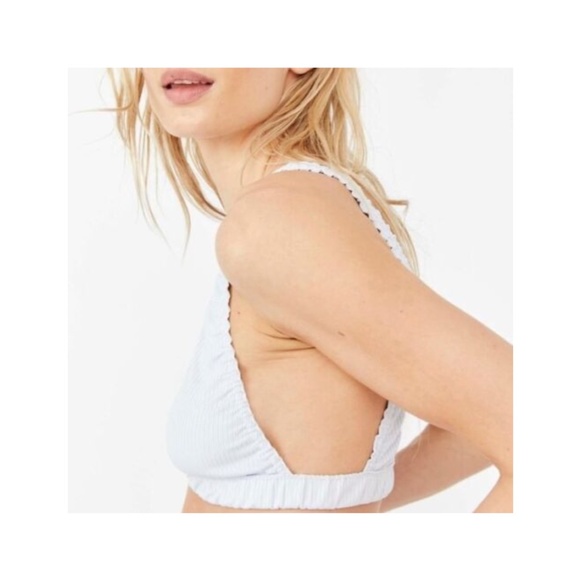 NWT Free People‎ [ Medium ] Wait & See Stripe Ribbed Bralette Palest Blue - Picture 2 of 14